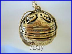 Rare Victorian 12k Gold Filled Folding Orb Picture Frame Pendant Necklace