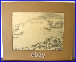 Rare Vintage/Antique Mounted Photo Sydney Harbour Bridge Construction