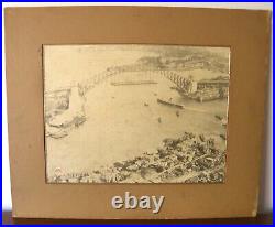 Rare Vintage/Antique Mounted Photo Sydney Harbour Bridge Construction