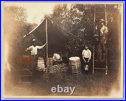 Rare Vintage Old Outdoor Antique Photo Men Pear Fruit Farm Barrel New Jersey USA