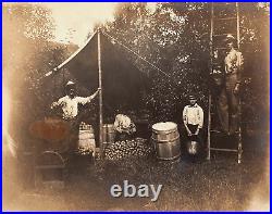 Rare Vintage Old Outdoor Antique Photo Men Pear Fruit Farm Barrel New Jersey USA