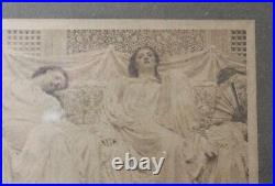 Rare antique 1800's J. W. Matthewman figural ladies hand colored photograph photo