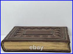 Rare antique Victorian burgundy leather HUGE photo album never used SO RARE