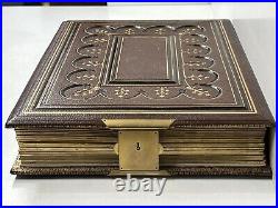 Rare antique Victorian burgundy leather HUGE photo album never used SO RARE