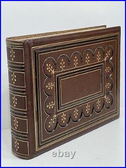 Rare antique Victorian burgundy leather HUGE photo album never used SO RARE