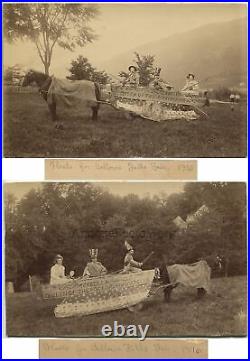 Rockingham VT boat club parade floats 2 antique photos