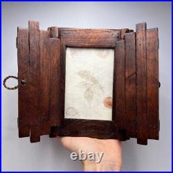 Rustic Vintage Wooden Photo Frame with Shutters Handcrafted Hevea Wood