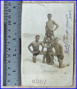 Shirtless Men Trunks Jock Antique card Beefcake Muscle Guys Vtg Photo 1936