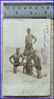 Shirtless Men Trunks Jock Antique card Beefcake Muscle Guys Vtg Photo 1936