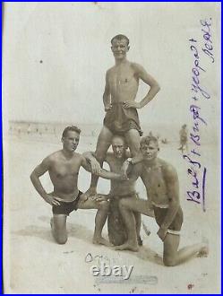 Shirtless Men Trunks Jock Antique card Beefcake Muscle Guys Vtg Photo 1936