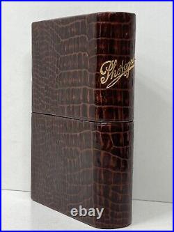 Stunning rare vintage brown leather photo picture box