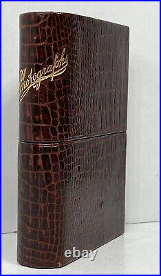 Stunning rare vintage brown leather photo picture box