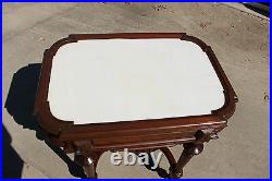 Superb Large Walnut Victorian Picture Frame Marble Top Library Table Ca. 1870