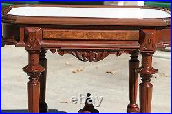 Superb Large Walnut Victorian Picture Frame Marble Top Library Table Ca. 1870
