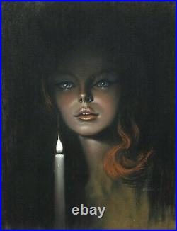 Superb Original Art Pastel Picture Stephen Pearson Candlelight Girl #1 1967