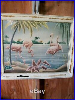 Turner Flamingo Print Mid Century Modern Framed Vintage Tropical Picture