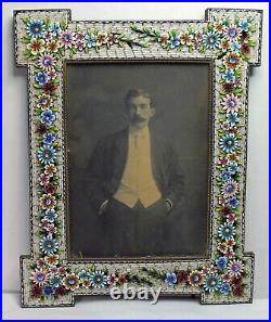 Two Vintage Mosaic Victorian Frames, 7 3/4x6 1/4, 19th Century, Original Photo