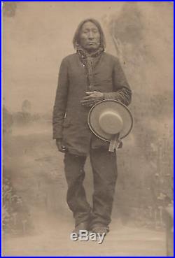 USA Native American Indian Cheyenne Chief Mad Wolf 1903 Antique Cabinet Photo
