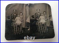 Uncut Mother Daughter Doll Tintype Photo