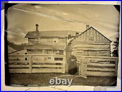Unusual Whole Tintype of Rural Cabin Delapidated 800s Antique Victorian House