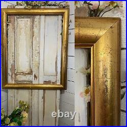 VERY LARGE Antique Distressed Gold Wooden Picture Painting FRAME 30 x 36 Prop
