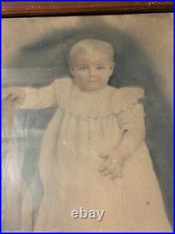 VINTAGE ANTIQUE BABY/CHILD FRAMED EARLY 1900s