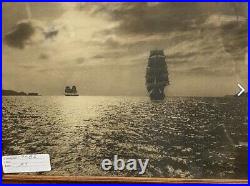 VINTAGE PHOTO EVENING SCENE OF GOLDEN GATE Sailing Ships BY W. E WORDEN c1910