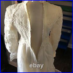 VTG 70s GUNNE SAX Style Ivory Lace Wedding Dress Gown Sz 8/10 Prairie Victorian