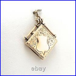 Victorian 14k Gold Hair Mourning Photo Picture Locket Fob Charm Pendant