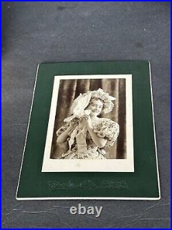 Victorian Cabinet Card Photograph Woman & Bird Antique Theater Photo VINTAGE