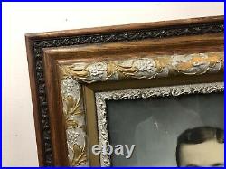 Victorian Photograph Pair Husband Wife picture frame wood antique vintage set 2