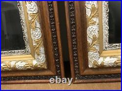 Victorian Photograph Pair Husband Wife picture frame wood antique vintage set 2