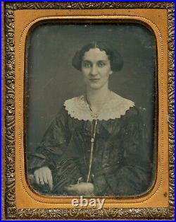 Victorian Woman with Necklace, Jewelry, Antique Daguerreotype Photo