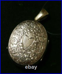 Victorian Yellow Gold Mourning Hair Photo Locket 2 sided Enamel Engraved 9d 1