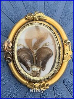 Victorian Yellow Metal Large Swivel Brooch Locket Hair And Photo Very Unusual