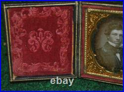 Vintage 1855 Daguerreotype Antique Photo Original Leather Velvet Case