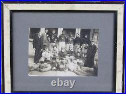 Vintage 1905 Antique Football Team Photograph Bat Wing Nose Guard Leather Helmet