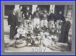 Vintage 1905 Antique Football Team Photograph Bat Wing Nose Guard Leather Helmet