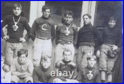 Vintage 1905 Antique Football Team Photograph Bat Wing Nose Guard Leather Helmet