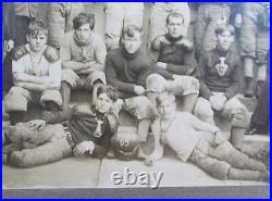 Vintage 1905 Antique Football Team Photograph Bat Wing Nose Guard Leather Helmet