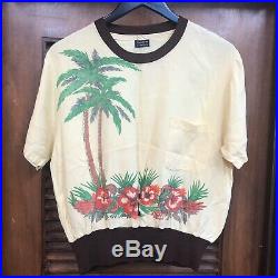 Vintage 1940s Tropical Picture Print Hawaiian Rockabilly Shirt -original- M