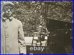 Vintage Antique 1911 Nj Engineer Fischer Auto Road Trip Old Goggles Early Photo