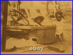Vintage Antique African American Angels Converted Bathtub Unusual Boat Car Photo