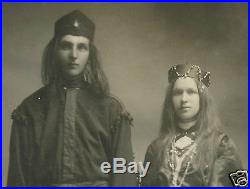 Vintage Antique American Hippies Flower Children Striking Couple Old Rppc Photo