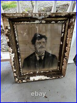 Vintage Antique Beautiful ornate frame 1800's photo of a man with mustasche