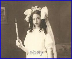 Vintage Antique Cabinet Card Photo Pretty Young Cute Girl with Candle Hankinson ND