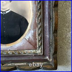 Vintage Antique Folk Art Portrait Photo Painting Dark Academia 1800's Victorian