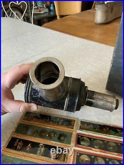 Vintage Antique German Magic Lantern Projector WithBox & 28 Glass Picture Slides