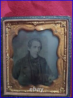 Vintage Antique Mid 1800s Man/Military DAGUERREOTYPE IN DOUBLE CASE Gold Plated