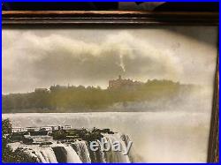 Vintage Antique Niagra Falls Pair of Photographs US Side View Framed 1910s-1920s